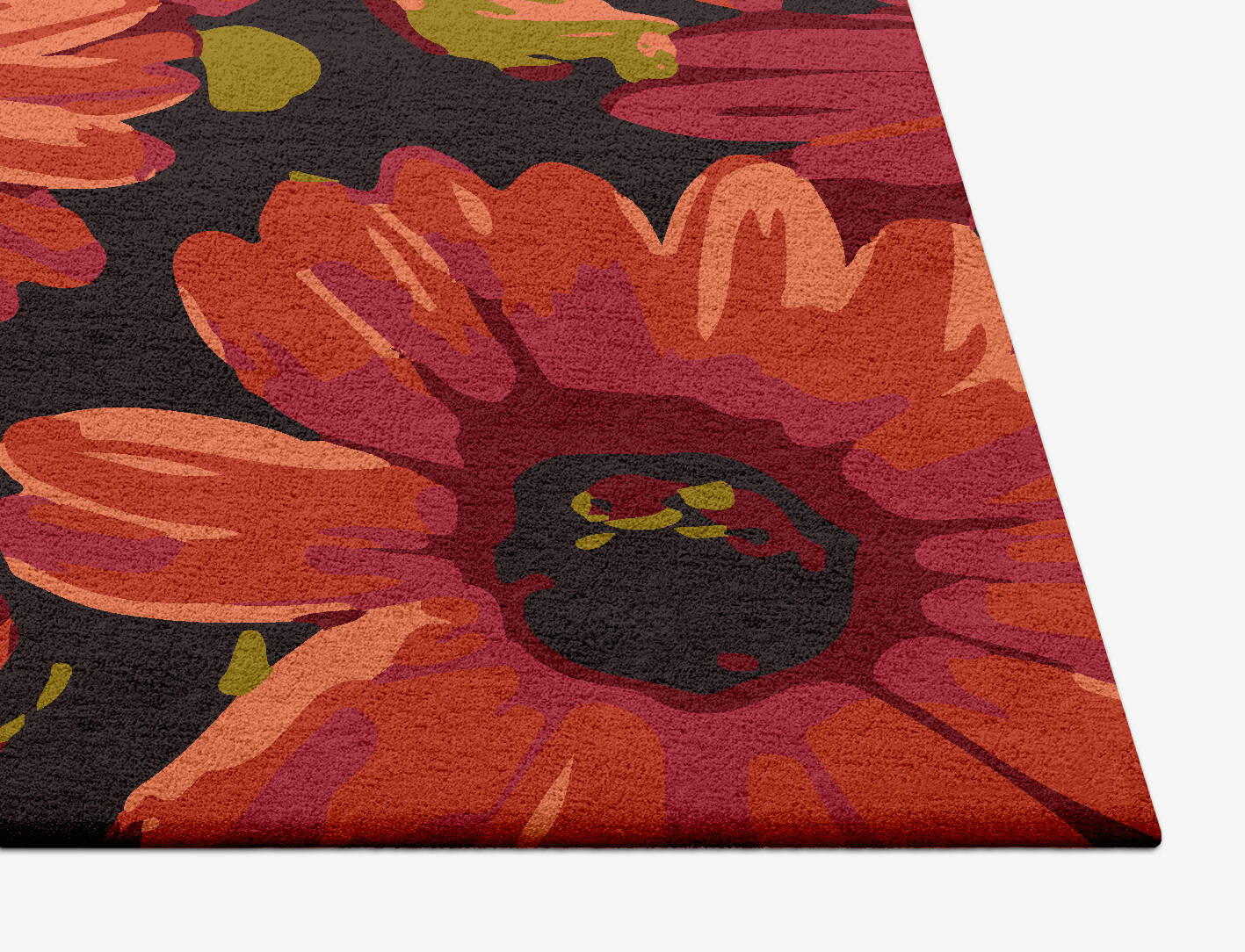 Zinnia Floral Square Hand Tufted Pure Wool Custom Rug by Rug Artisan