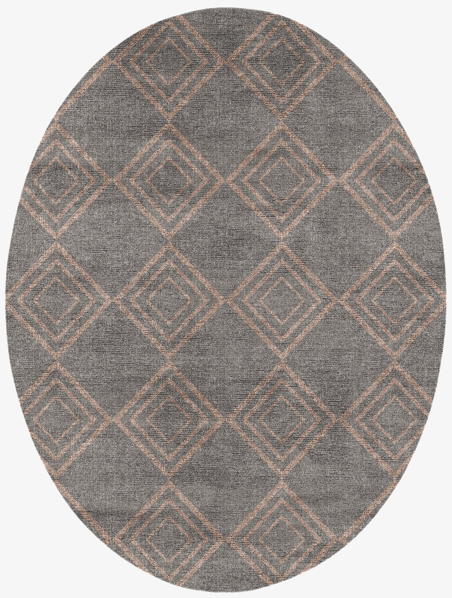 Zircon Minimalist Oval Flatweave Bamboo Silk Custom Rug by Rug Artisan
