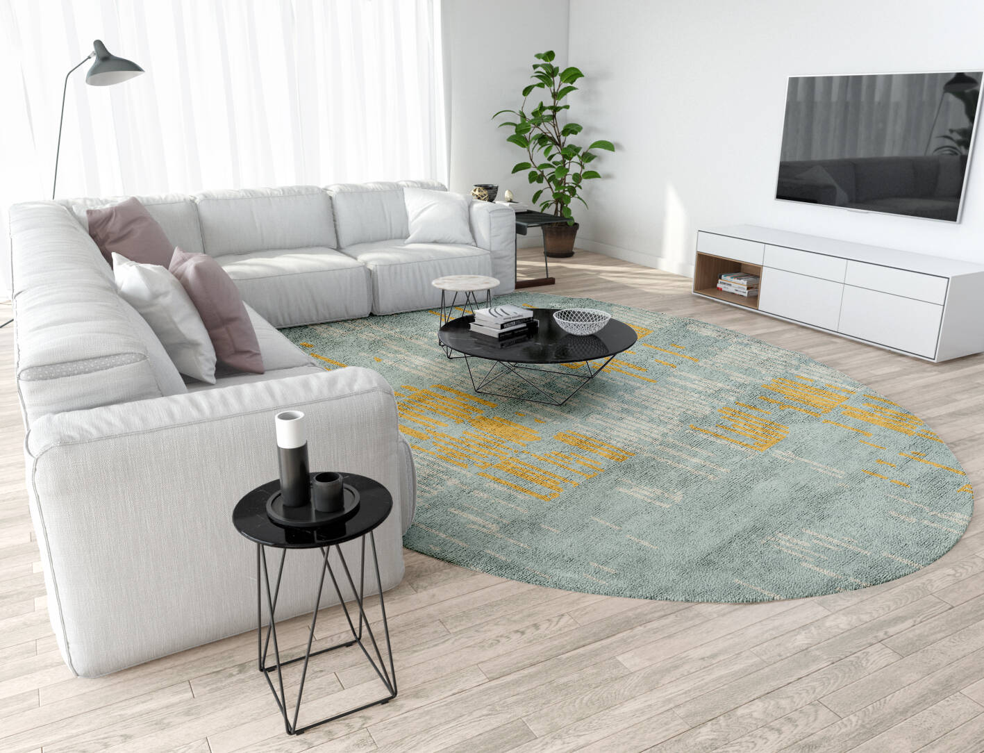 Zorina  Oval Hand Tufted Bamboo Silk Custom Rug by Rug Artisan