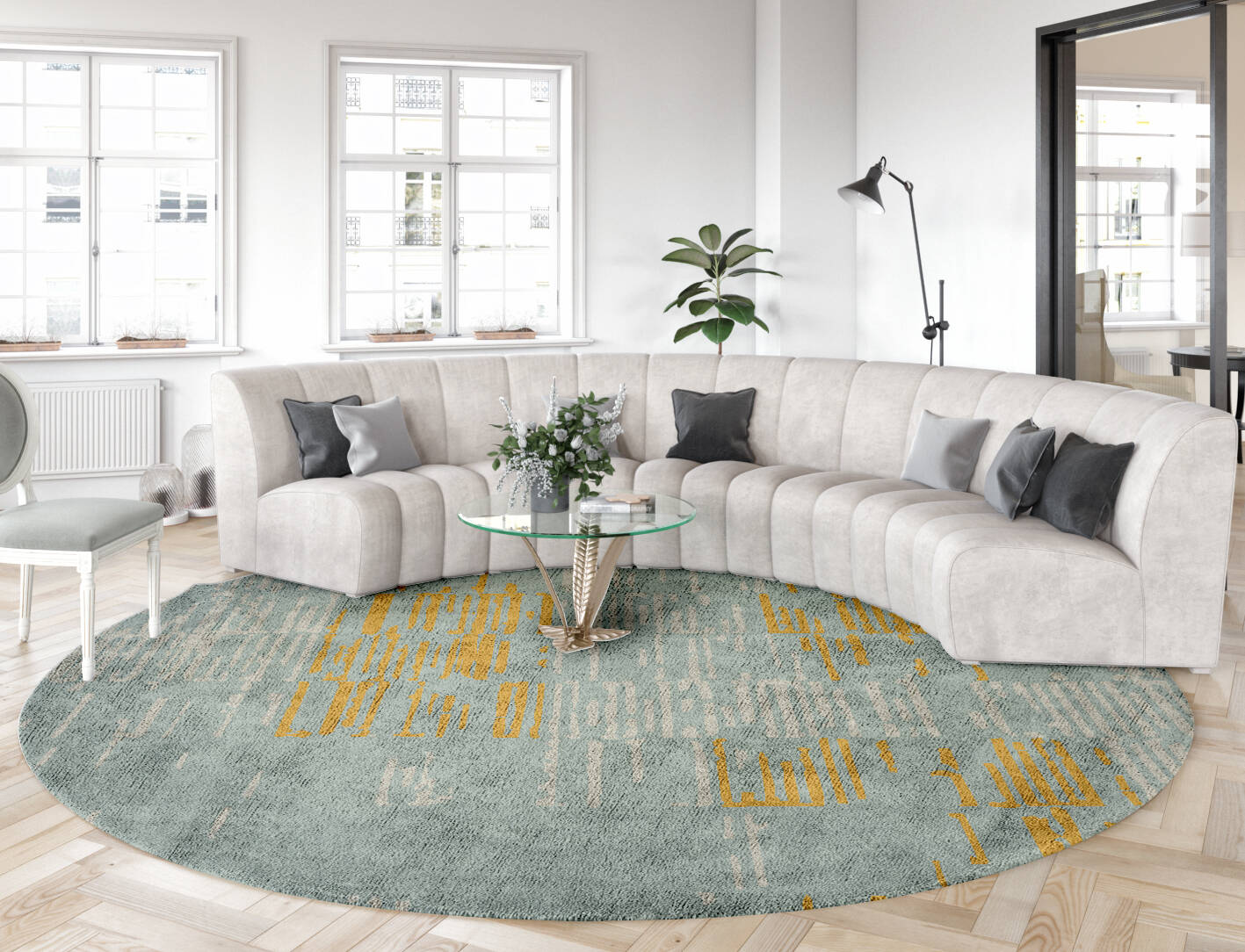 Zorina  Round Hand Tufted Bamboo Silk Custom Rug by Rug Artisan